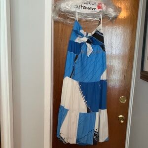 J. Crew Blue and White Halter Sundress